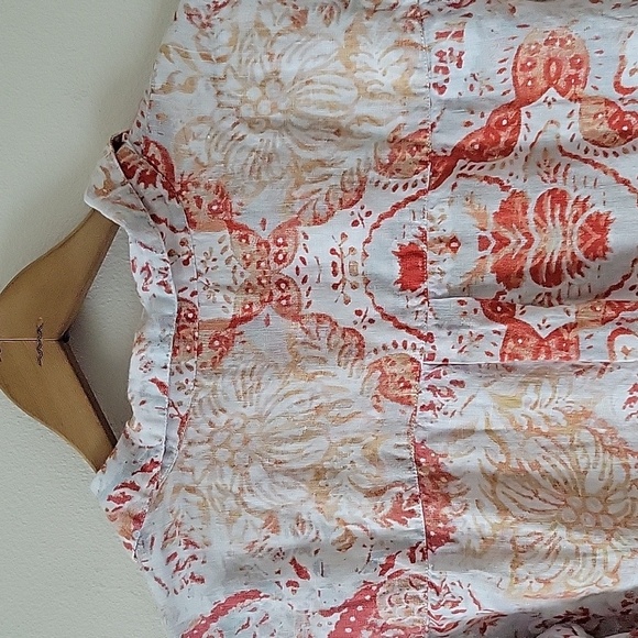 Chico's Medallion Print Linen Henley Tunic Size Small Petite SP - Picture 6 of 8